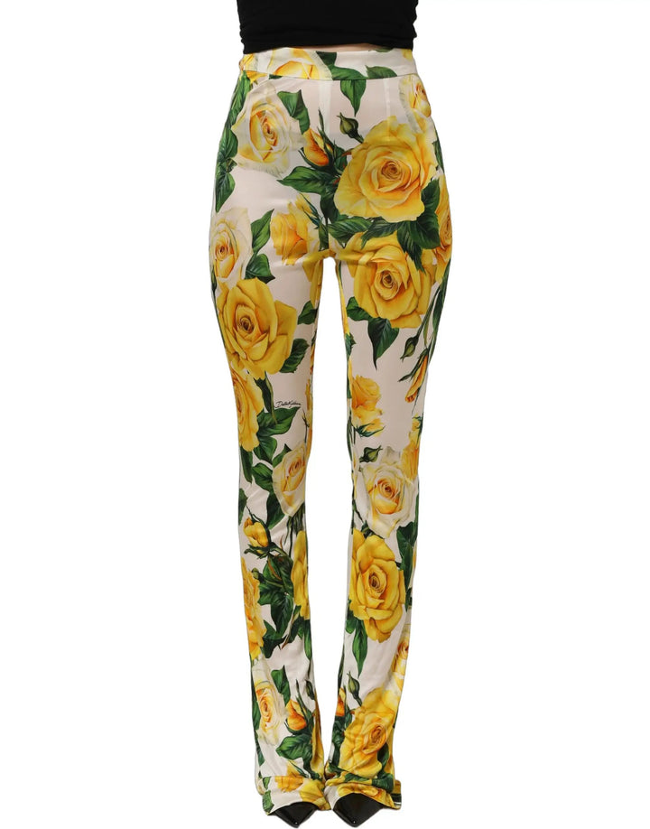 Dolce &amp; Gabbana Multicolor Floral High Waist Straight Pants