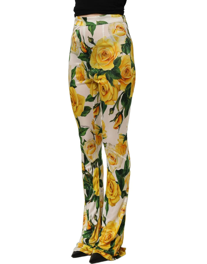 Dolce &amp; Gabbana Multicolor Floral High Waist Straight Pants