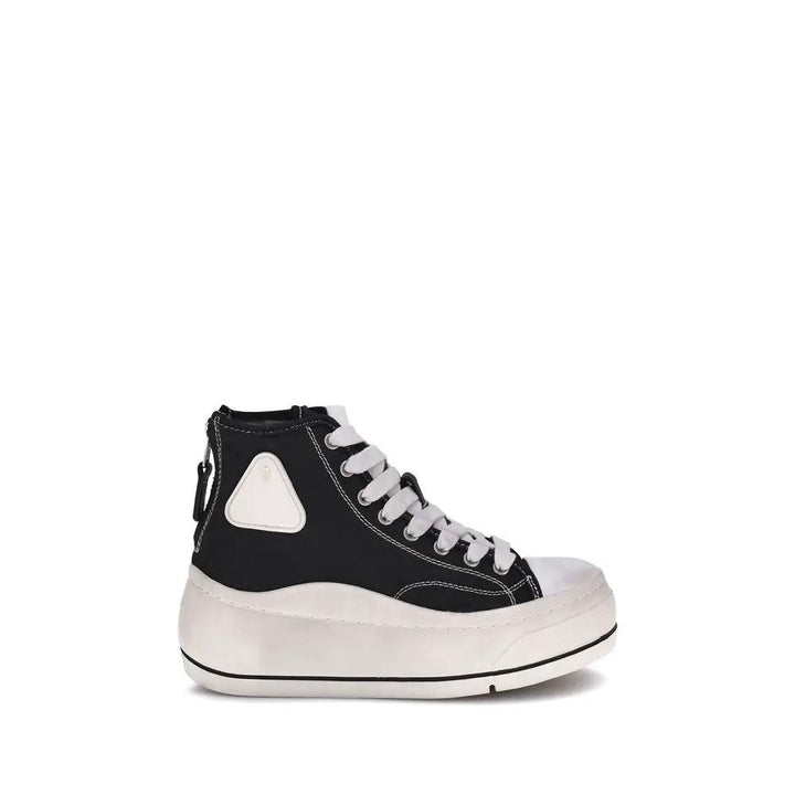 R13 Black Cotton Platform Sneakers