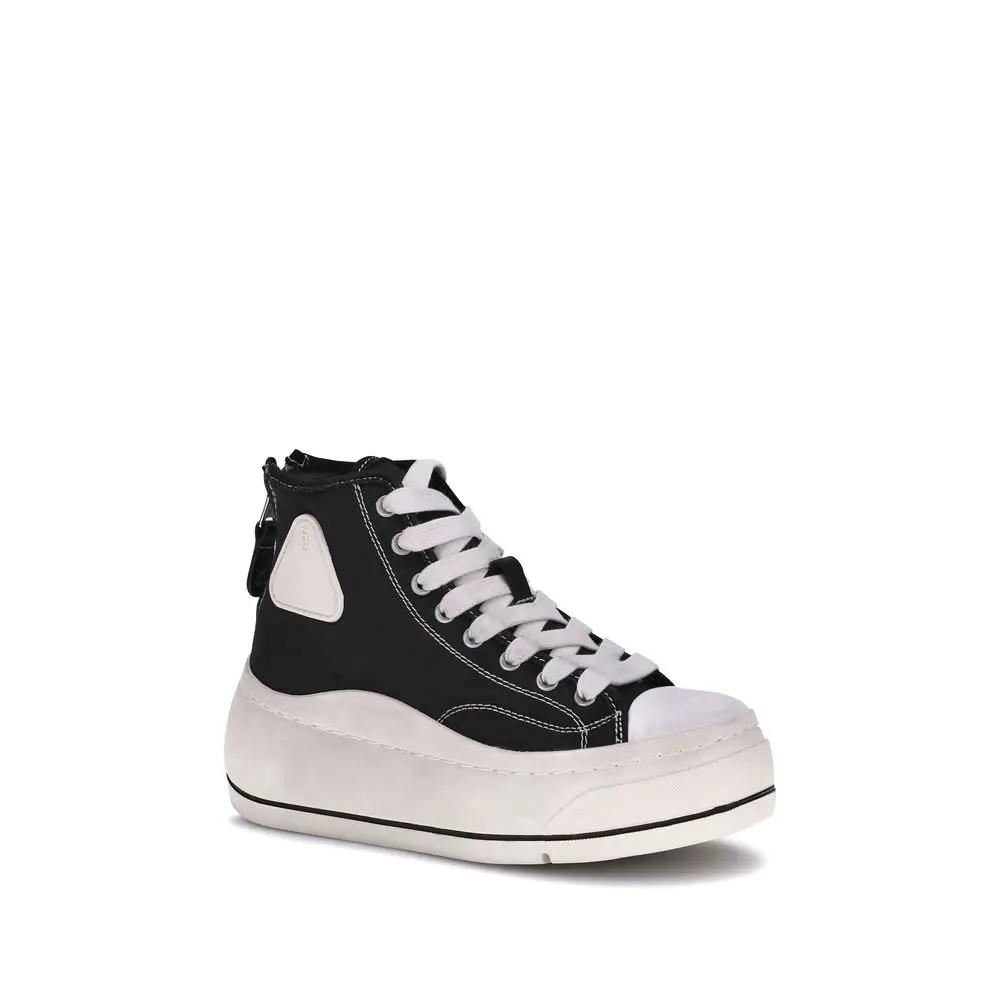 R13 Sample Sale | R13 Black Cotton Platform Sneakers - | Designer outlet