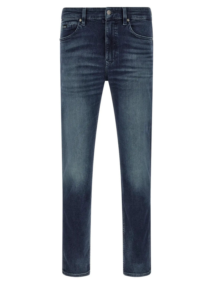 Hugo Boss Blue Cotton Tapered Jeans