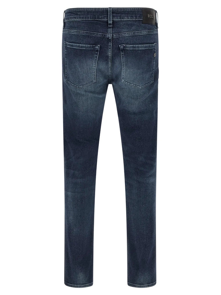 Hugo Boss Blue Cotton Tapered Jeans