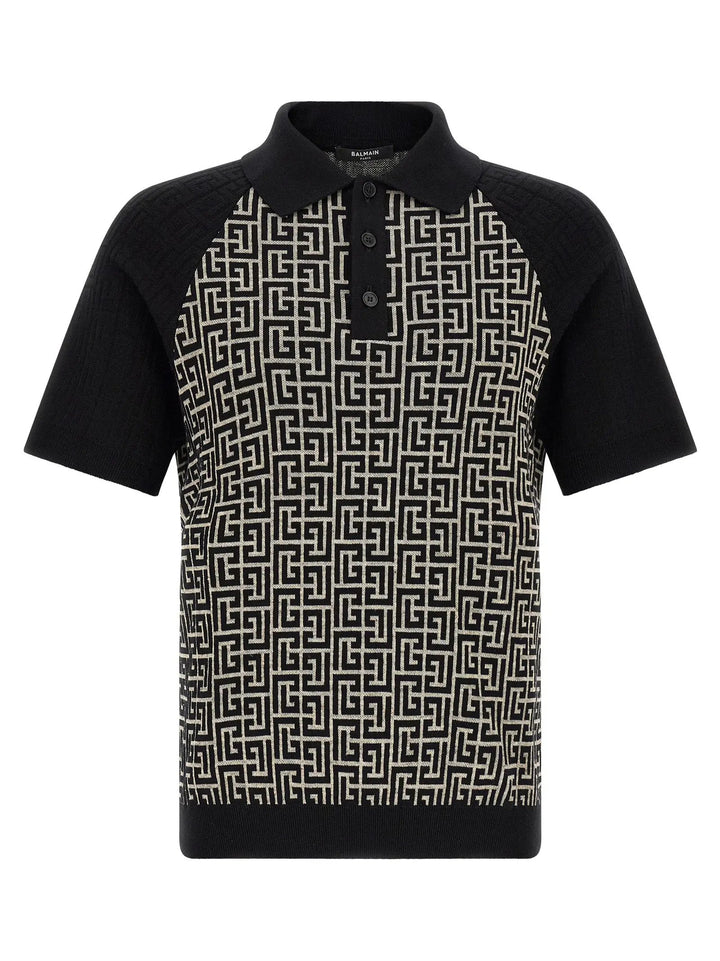 Balmain Bicolor Cotton Polo Shirt