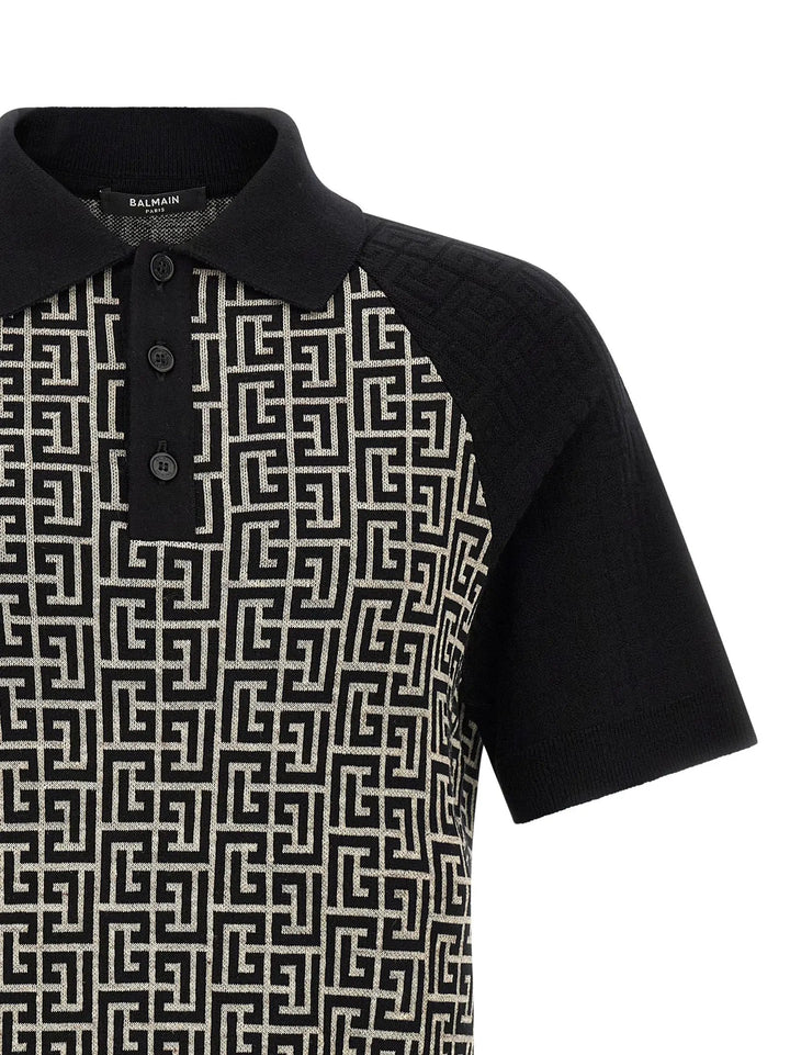 Balmain Bicolor Cotton Polo Shirt