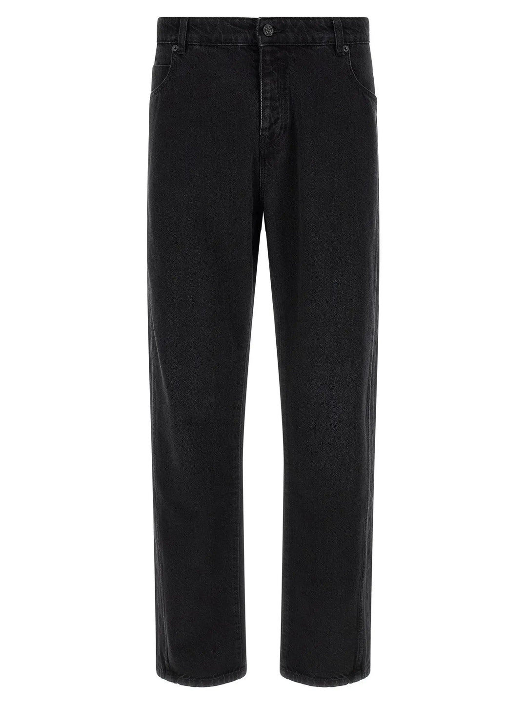 Balmain Black Cotton Straight-Leg Jeans