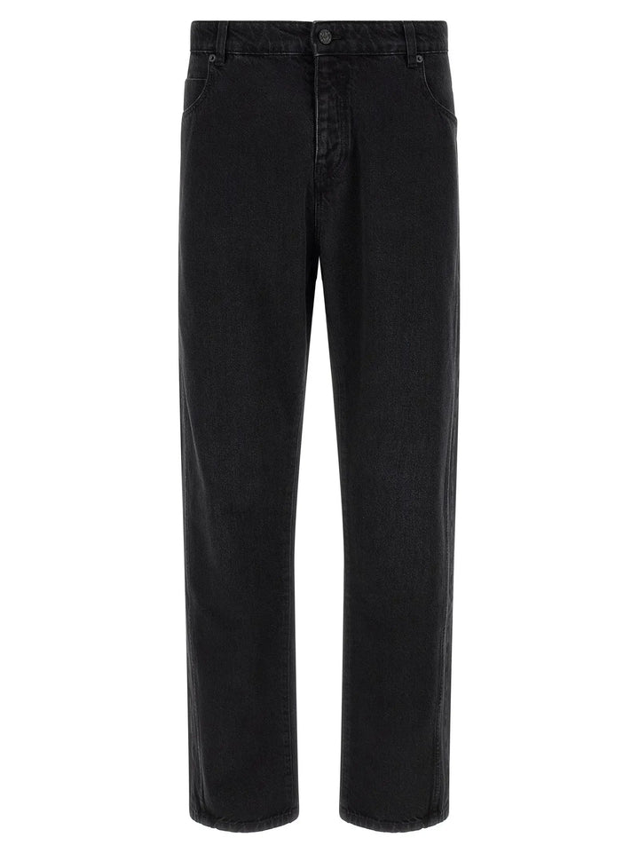 Balmain Black Cotton Straight-Leg Jeans
