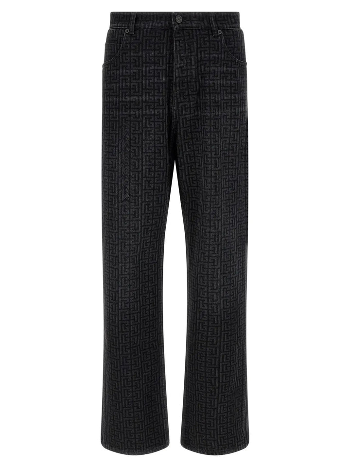 Balmain Black Cotton Straight-Leg Jeans