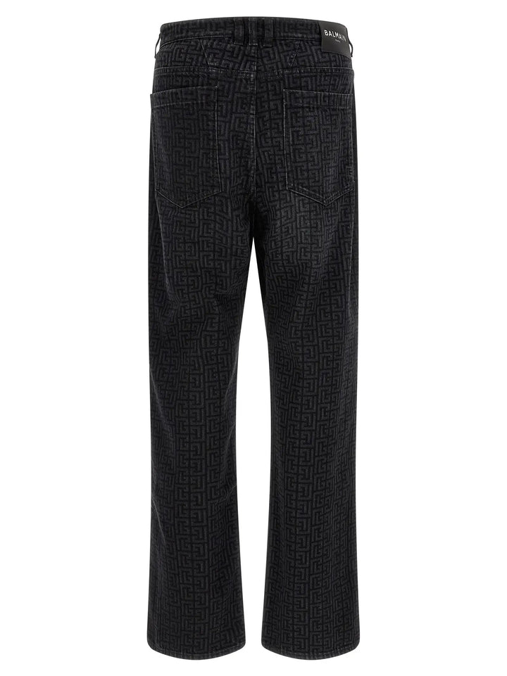 Balmain Black Cotton Straight-Leg Jeans