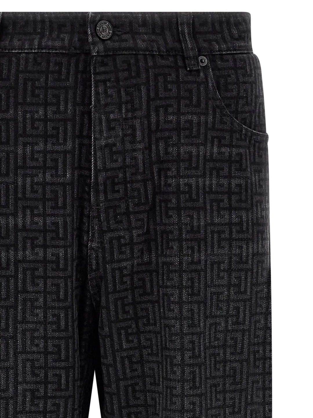 Balmain Black Cotton Straight-Leg Jeans