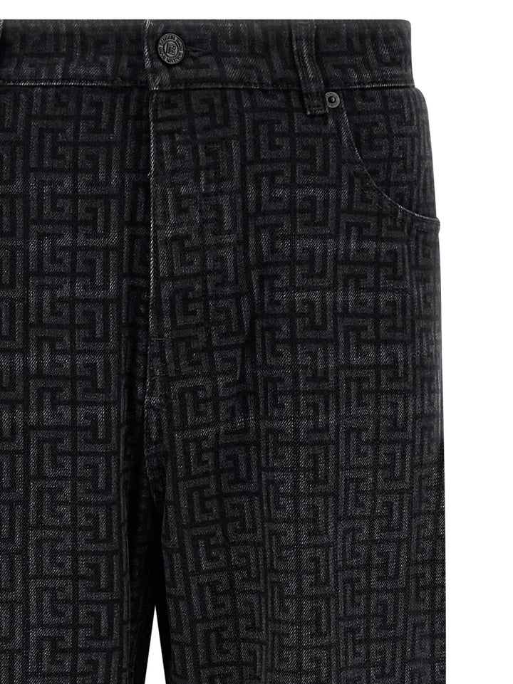 Balmain Black Cotton Straight-Leg Jeans