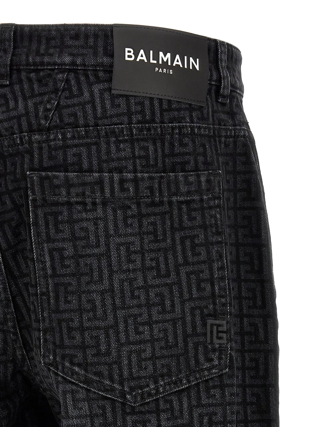 Balmain Black Cotton Straight-Leg Jeans