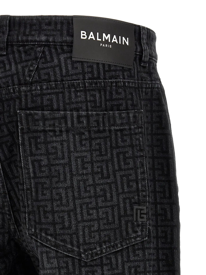 Balmain Black Cotton Straight-Leg Jeans