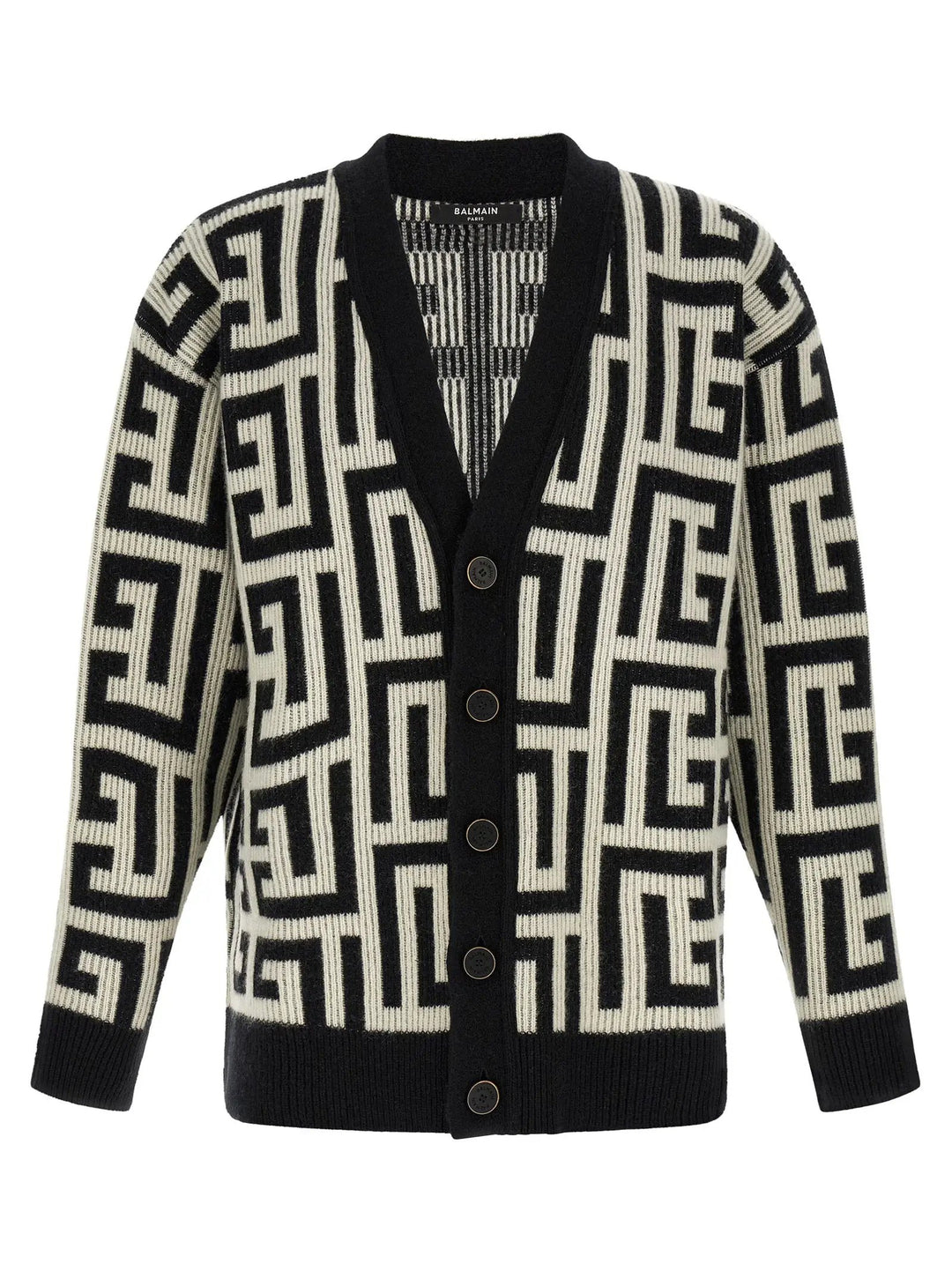 Balmain Bicolor Merino Wool Cardigan