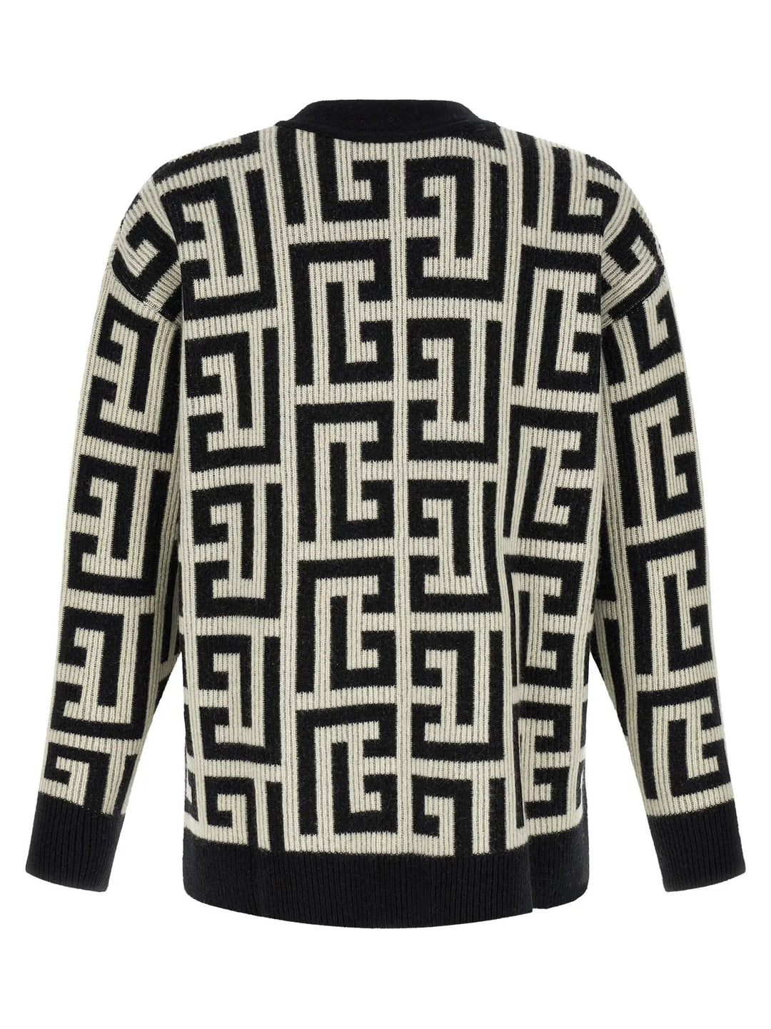 Balmain Bicolor Merino Wool Cardigan