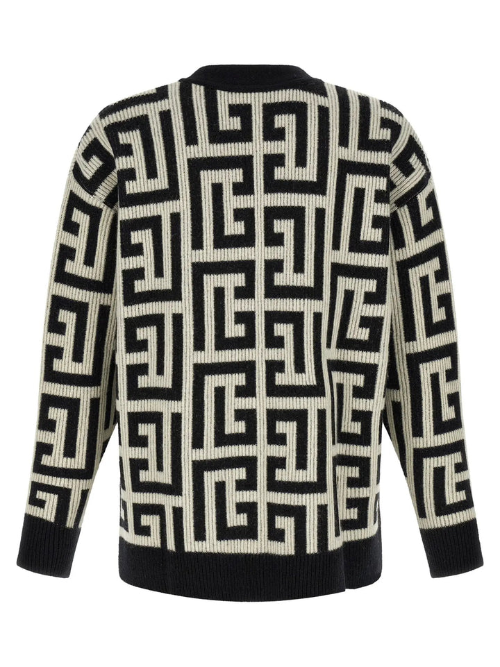 Balmain Bicolor Merino Wool Cardigan