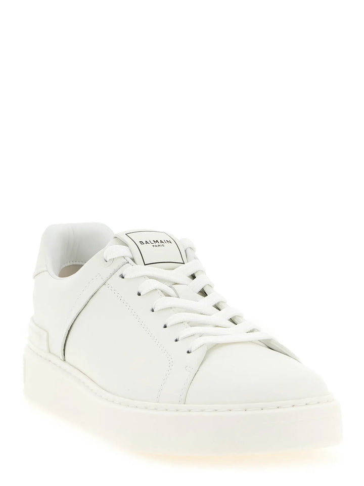 Balmain White Calfskin Low Top Sneakers