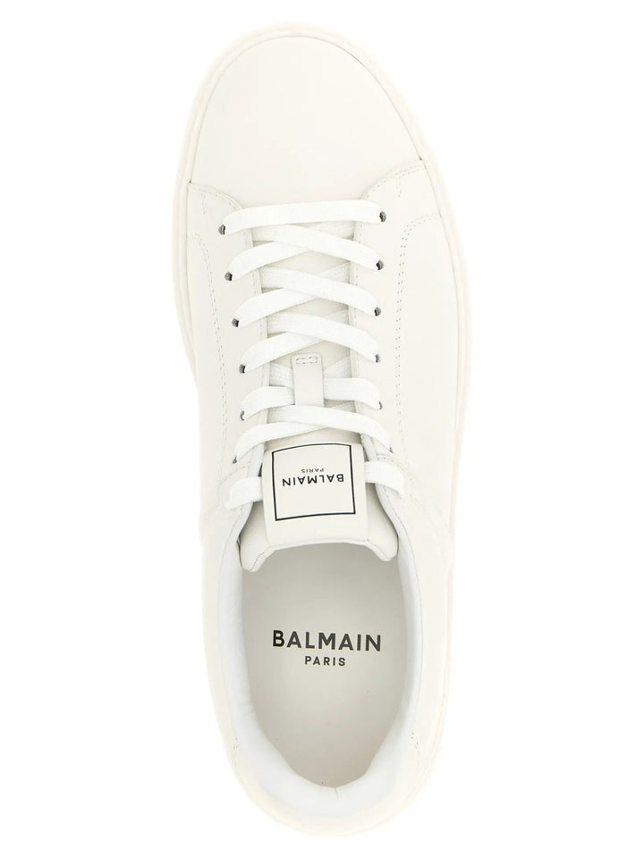 Balmain White Calfskin Low Top Sneakers