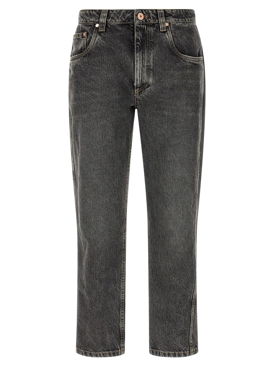 Brunello Cucinelli Gray Cotton Straight-Leg Jeans
