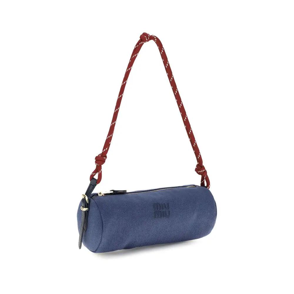 Miu Miu Sample Sale | Miu Miu Blue Cotton Shoulder Bag - | Designer outlet