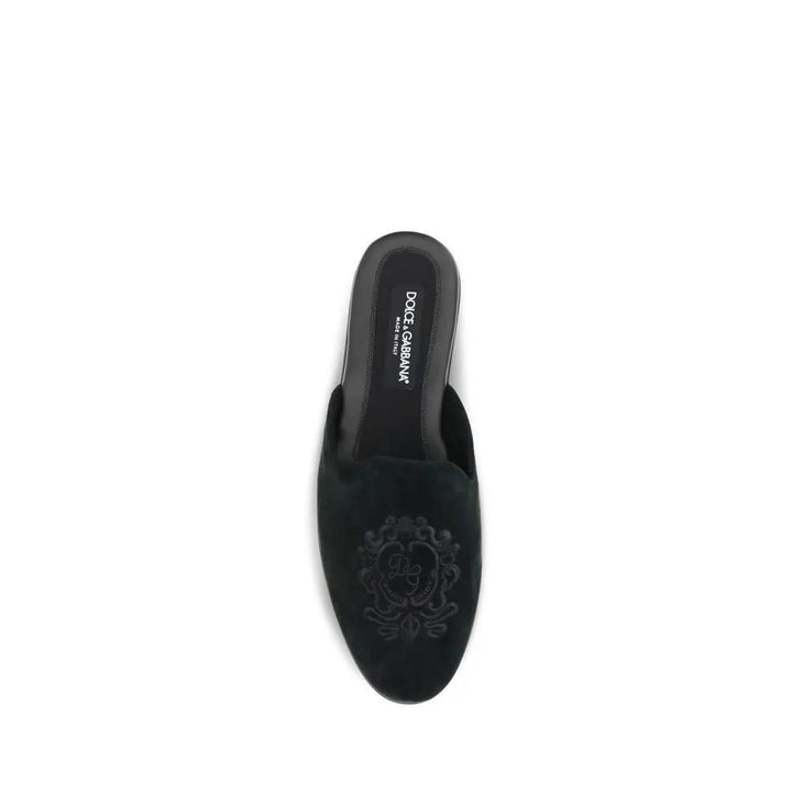 Dolce &amp; Gabbana Black Calf Leather Bos Taurus Mules