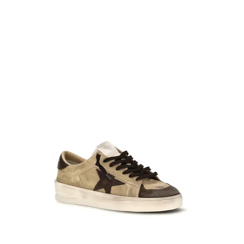 Golden Goose Sample Sale | Golden Goose Beige Calf Leather Bos Taurus Sneakers - | Designer outlet