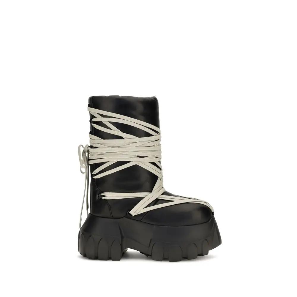 Rick Owens Sample Sale | Rick Owens Black Calf Leather Bos Taurus Lace-Up Boots - | Designer outlet