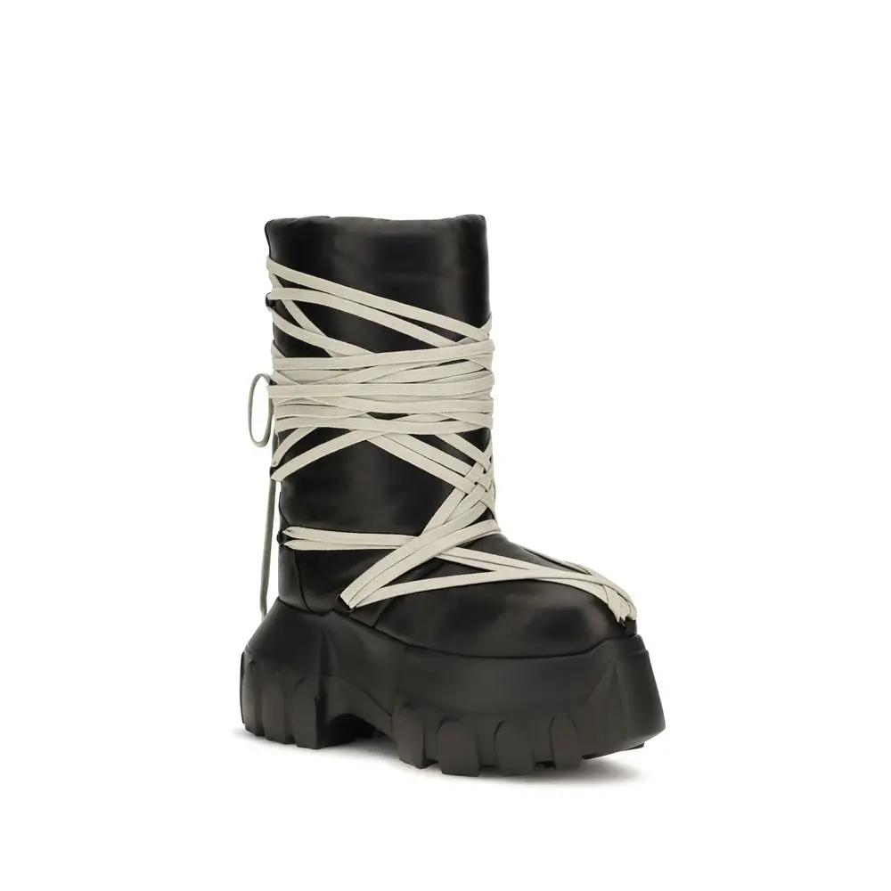 Rick Owens Sample Sale | Rick Owens Black Calf Leather Bos Taurus Lace-Up Boots - | Designer outlet