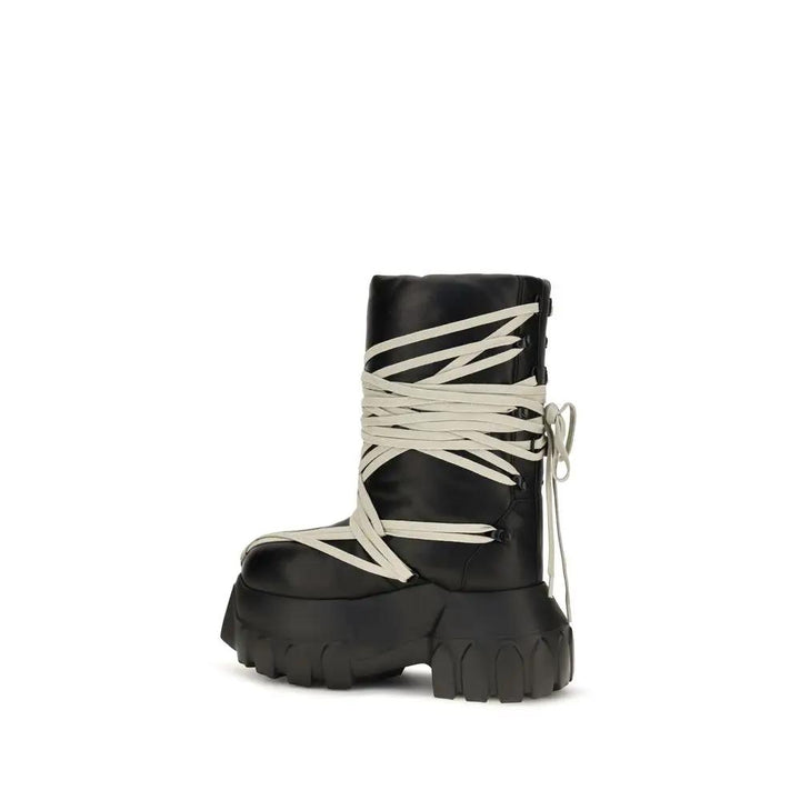 Rick Owens Sample Sale | Rick Owens Black Calf Leather Bos Taurus Lace-Up Boots - | Designer outlet