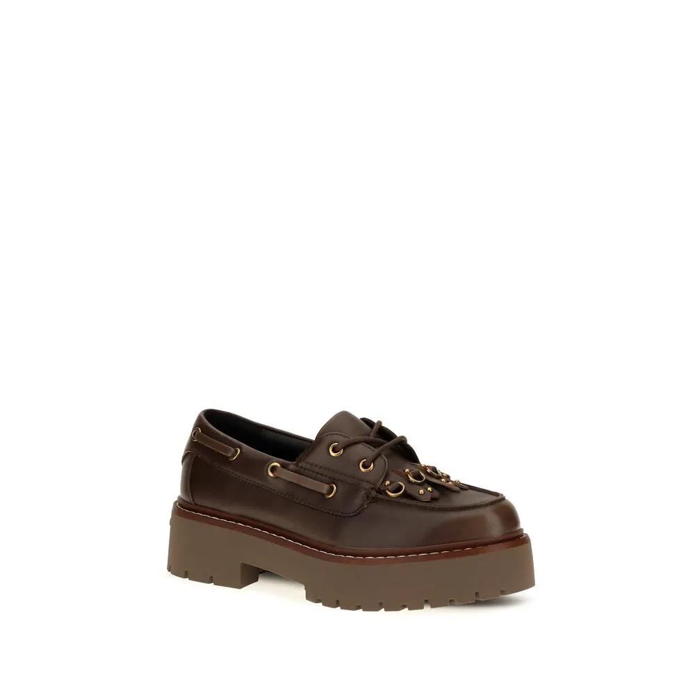 PINKO Sample Sale | PINKO Brown Calf Leather Bos Taurus Platform Loafers - | Designer outlet
