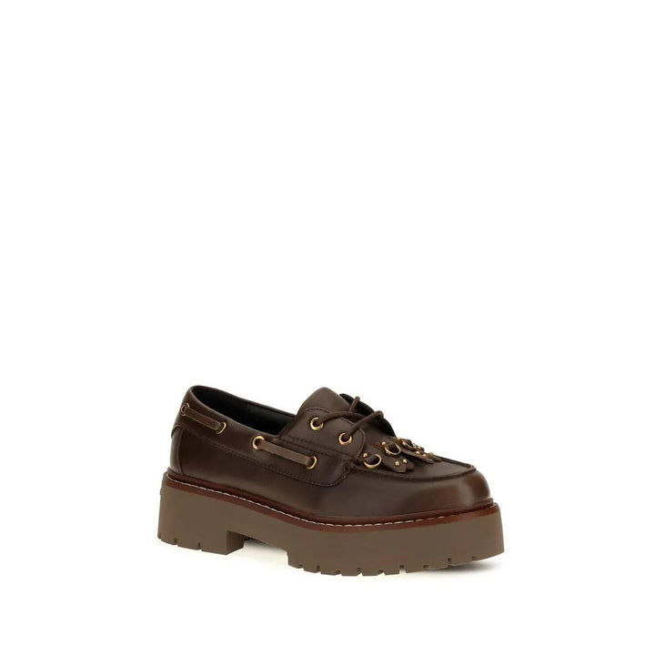 PINKO Sample Sale | PINKO Brown Calf Leather Bos Taurus Platform Loafers - | Designer outlet