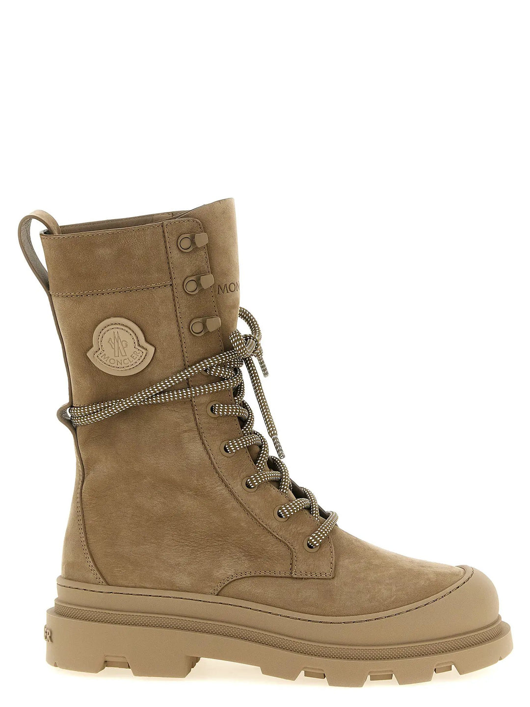 Moncler Sample Sale | Moncler Beige Leather Lace-Up Boots - | Designer outlet