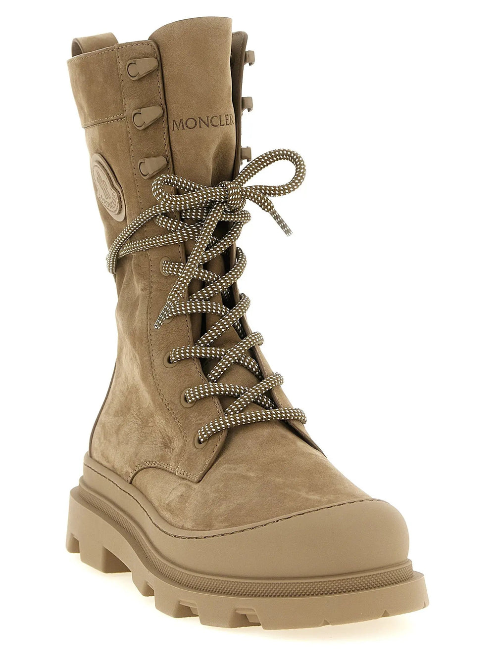 Moncler Sample Sale | Moncler Beige Leather Lace-Up Boots - | Designer outlet