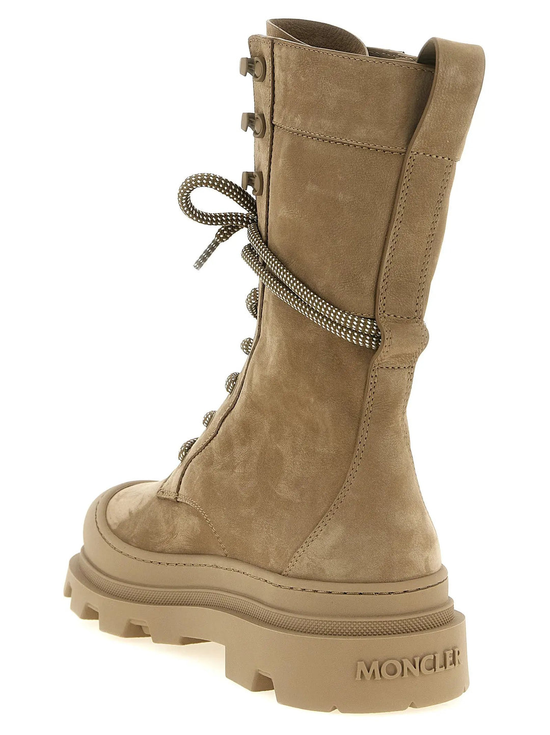 Moncler Sample Sale | Moncler Beige Leather Lace-Up Boots - | Designer outlet