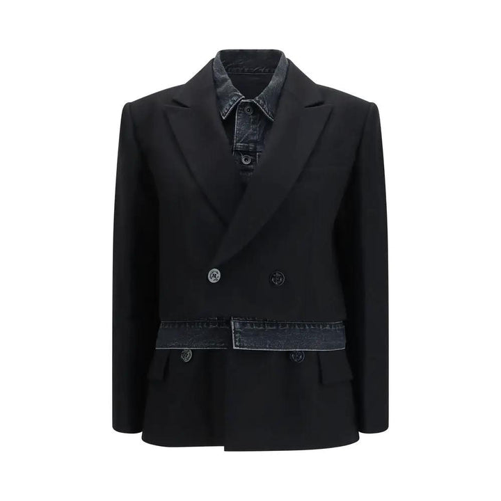 Sacai Black Wool Oves Aries Denim Jacket