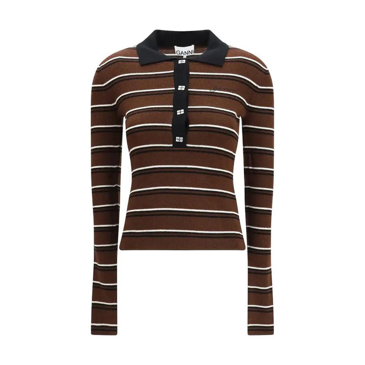 Ganni Brown Wool Oves Aries Polo Shirt
