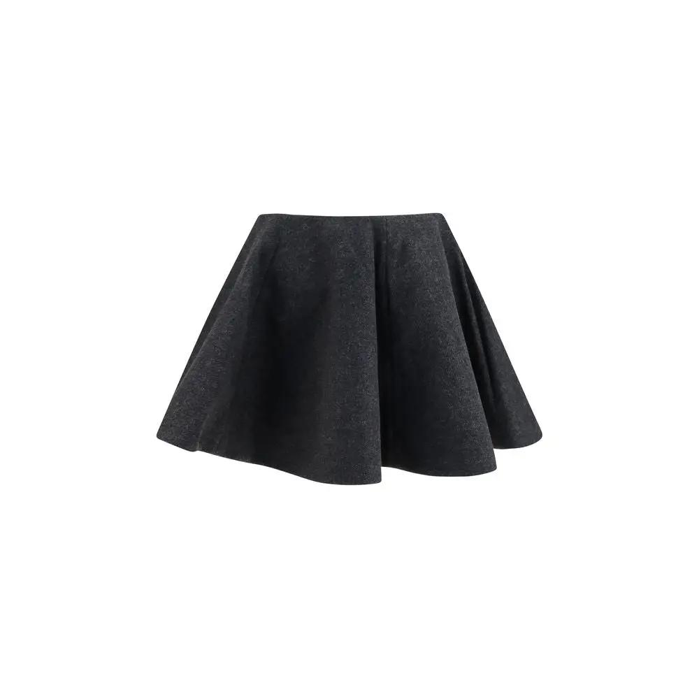 Ganni Sample Sale | Ganni Gray Wool Oves Aries Midi Skirt - | Designer outlet