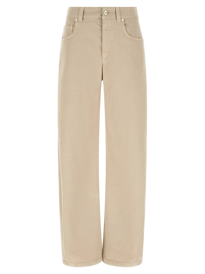 Brunello Cucinelli Beige Cotton Relaxed Fit Jeans