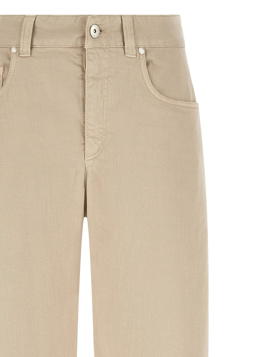 Brunello Cucinelli Beige Cotton Relaxed Fit Jeans