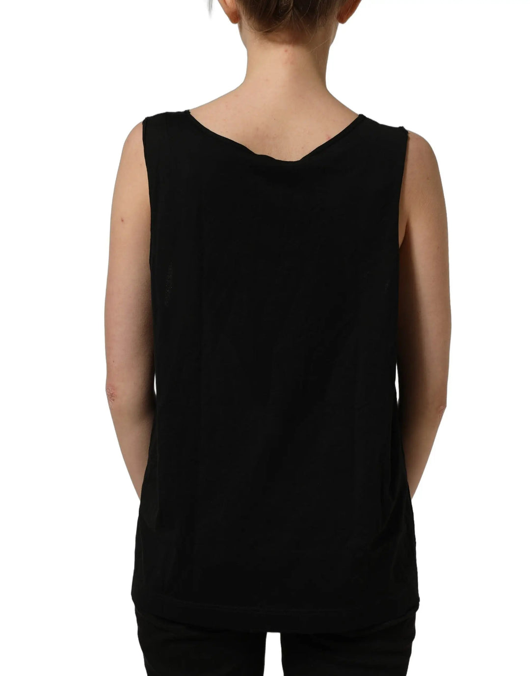 Dolce &amp; Gabbana Black Gold DG Logo Cotton Sleeveless Tank Top