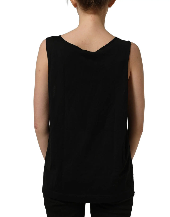 Dolce &amp; Gabbana Black Gold DG Logo Cotton Sleeveless Tank Top