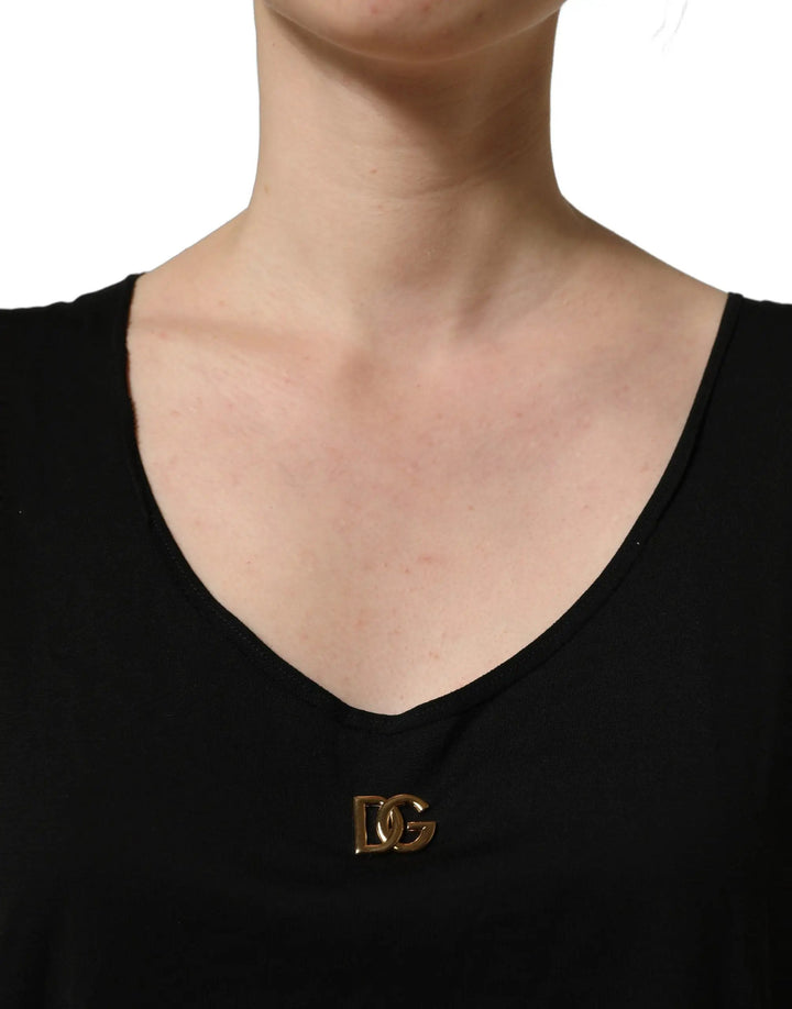 Dolce &amp; Gabbana Black Gold DG Logo Cotton Sleeveless Tank Top