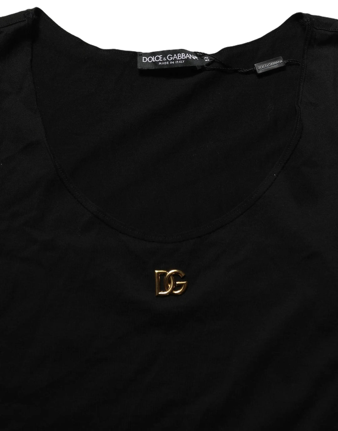 Dolce &amp; Gabbana Black Gold DG Logo Cotton Sleeveless Tank Top