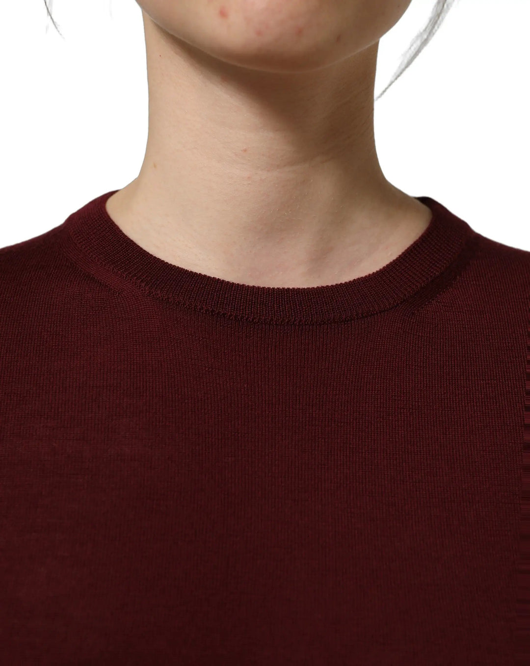 Dolce &amp; Gabbana Maroon Wool Knitted CrewNeck Pullover Sweater