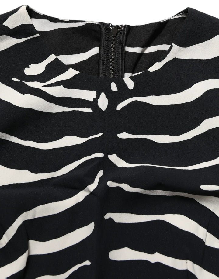 Dolce &amp; Gabbana Black White Zebra Sleeveless Cropped Tank Top