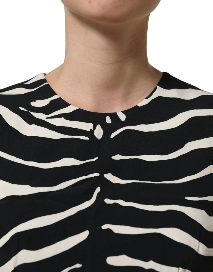 Dolce &amp; Gabbana Black White Zebra Sleeveless Cropped Tank Top