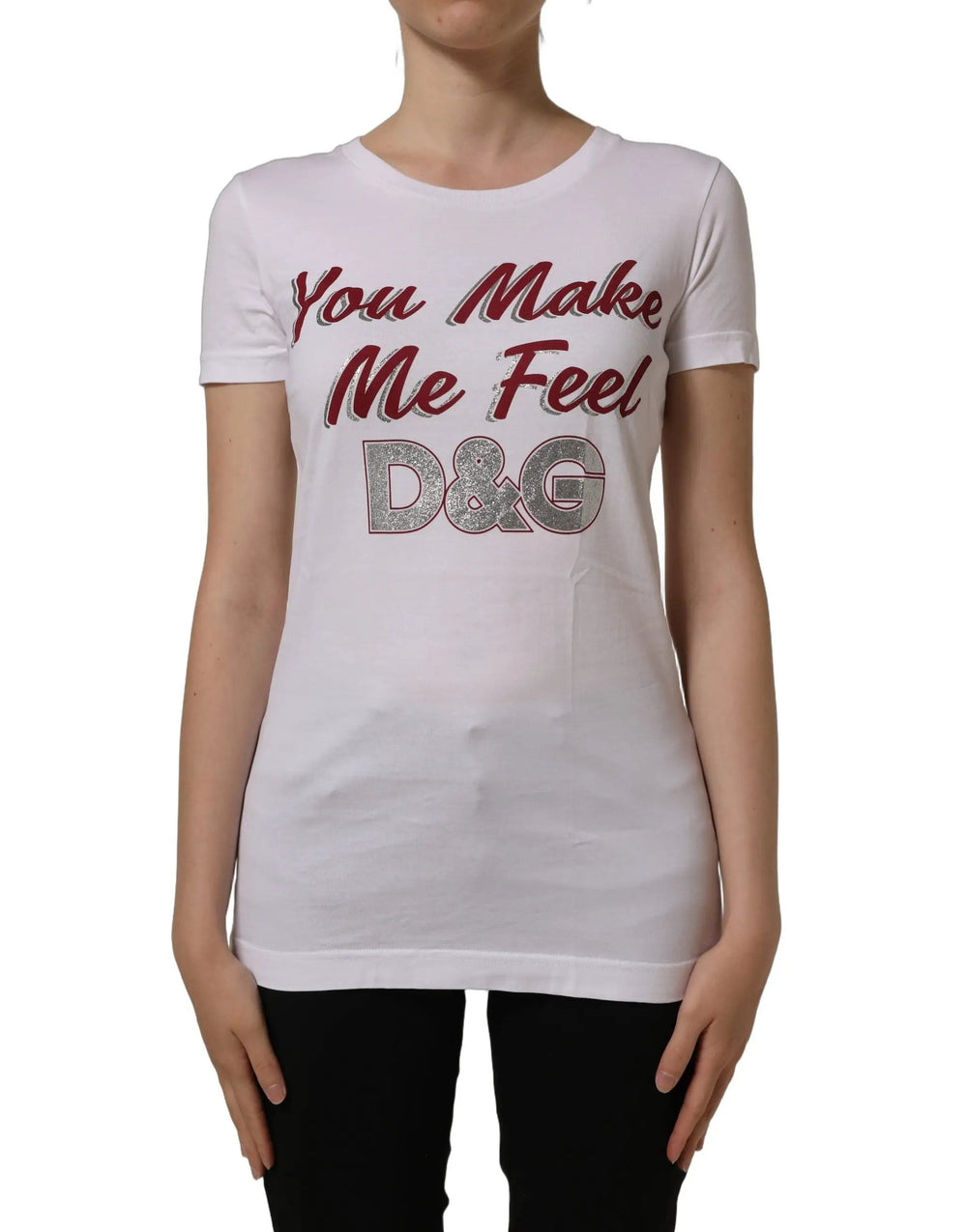 Dolce & Gabbana Sample Sale | Dolce & Gabbana White Graphic Print Cotton Crew Neck T-shirt - | Designer outlet