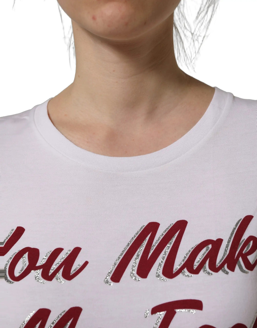 Dolce &amp; Gabbana White Graphic Print Cotton Crew Neck T-shirt
