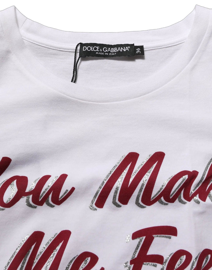 Dolce &amp; Gabbana White Graphic Print Cotton Crew Neck T-shirt