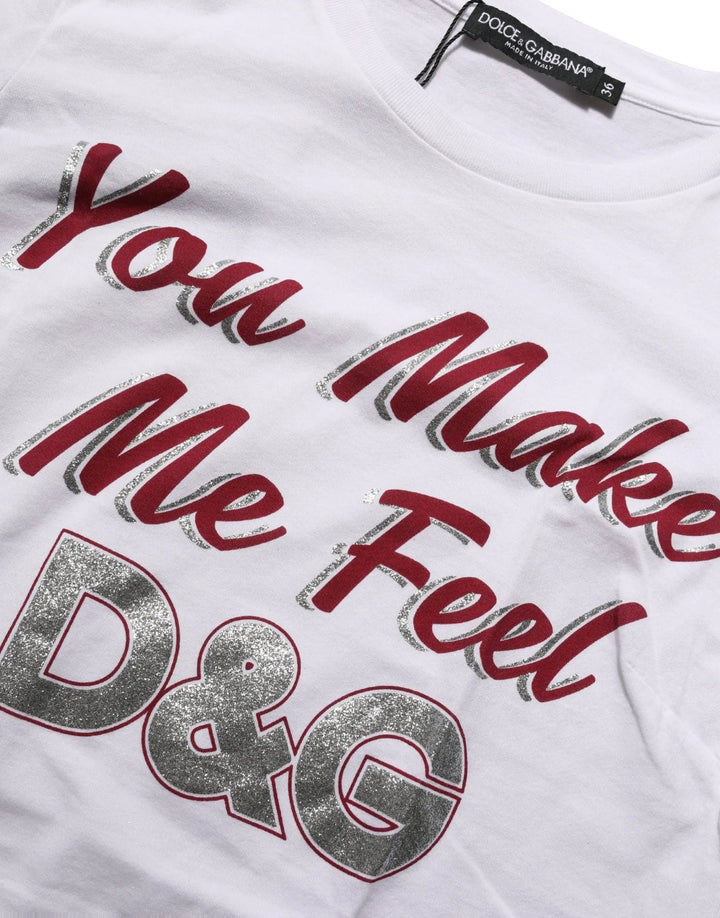 Dolce &amp; Gabbana White Graphic Print Cotton Crew Neck T-shirt