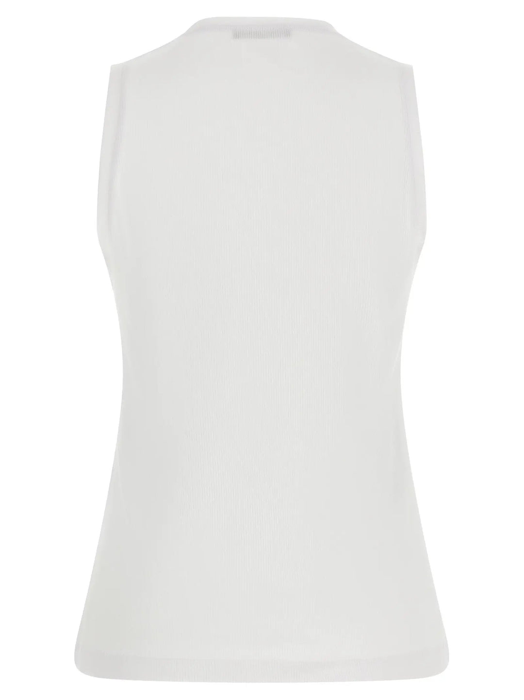 Balmain White Cotton Sleeveles T-Shirt